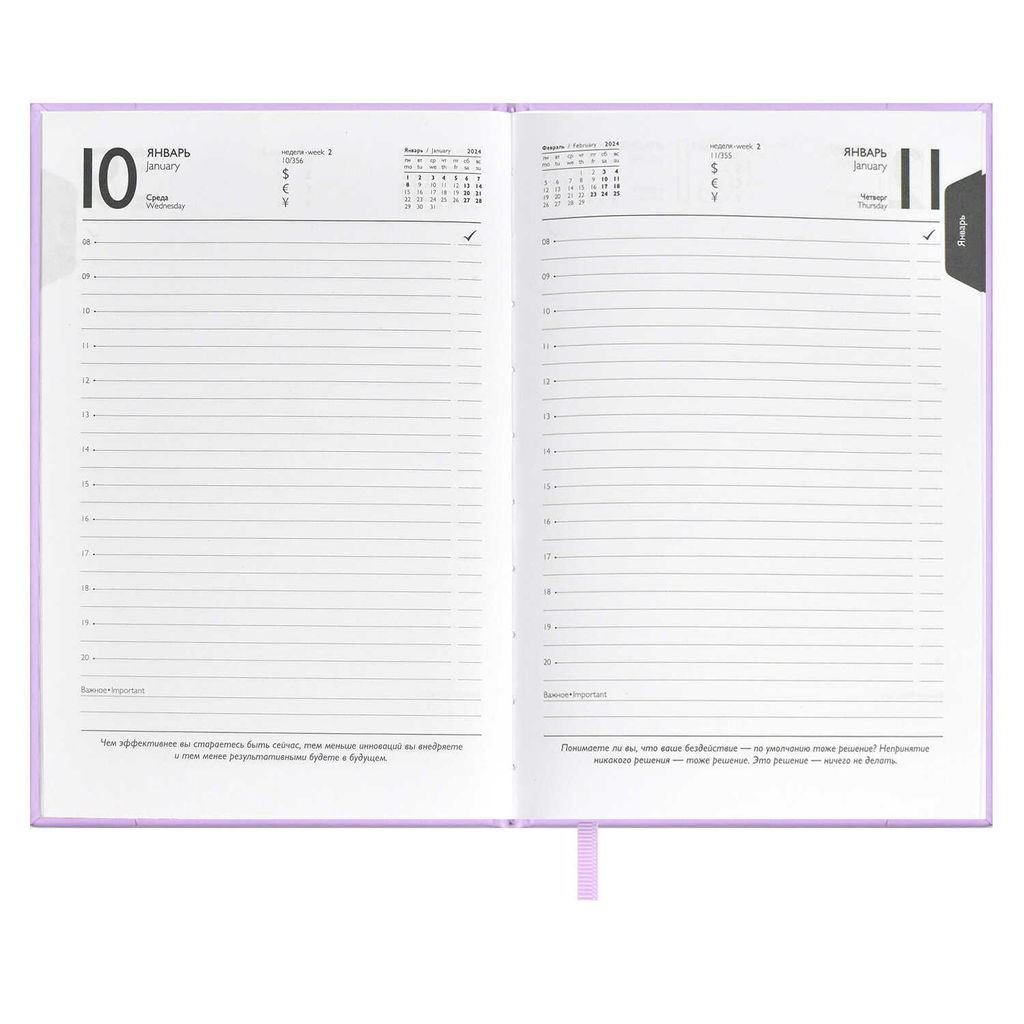 Ежедневник датированный 2024 ESCALADA, А5, 176 л., арт. 63749/ 15 ПЛОНЖЕ ЭКОНОМ СИРЕНЕВЫЙ