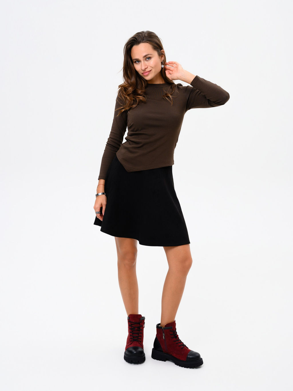 Ботинки 319.taskanabl.Бордо замша+черный/мех