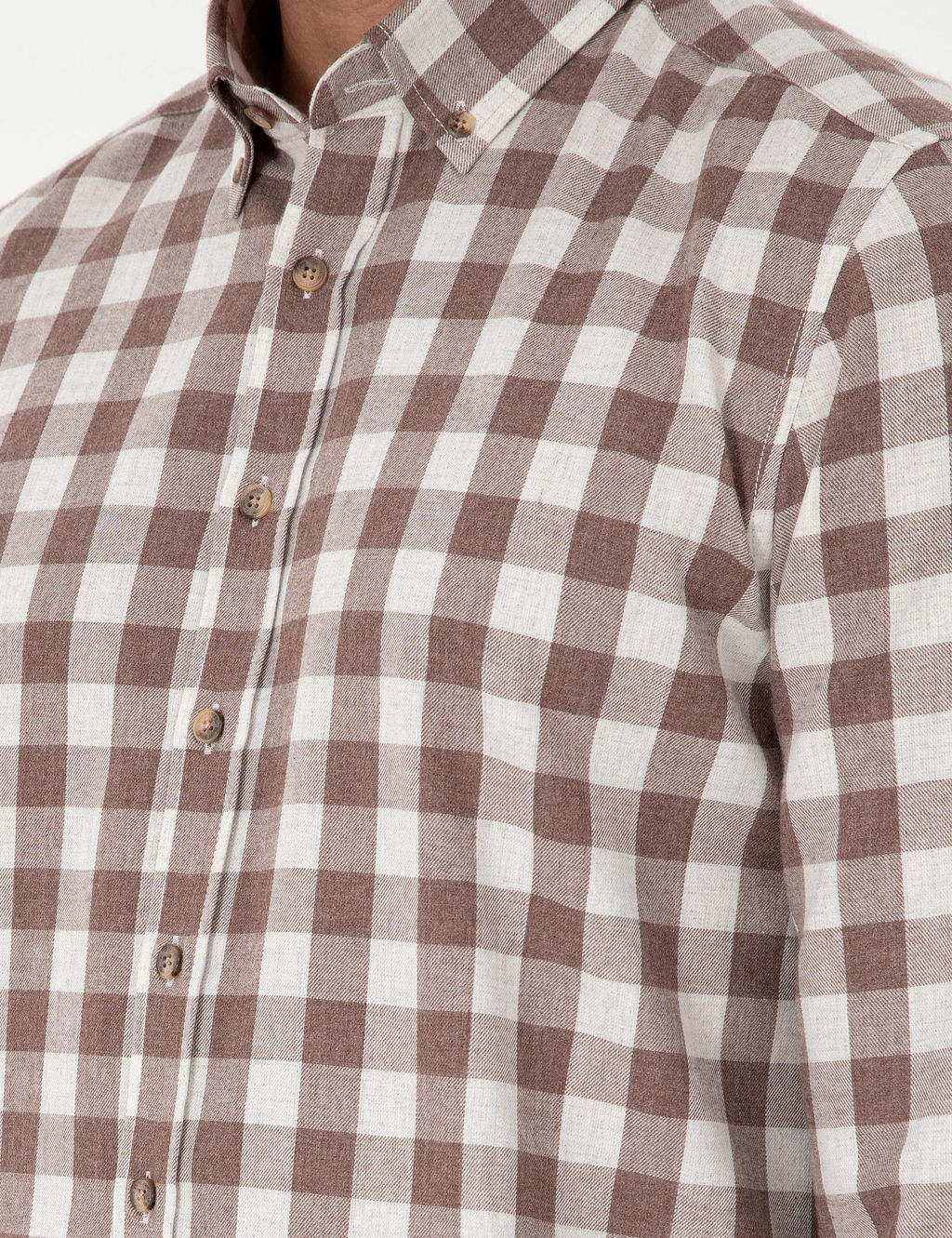 Kahverengi Kareli Regular Fit Uzun Kollu G_mlek - Pierre cardin фото 7