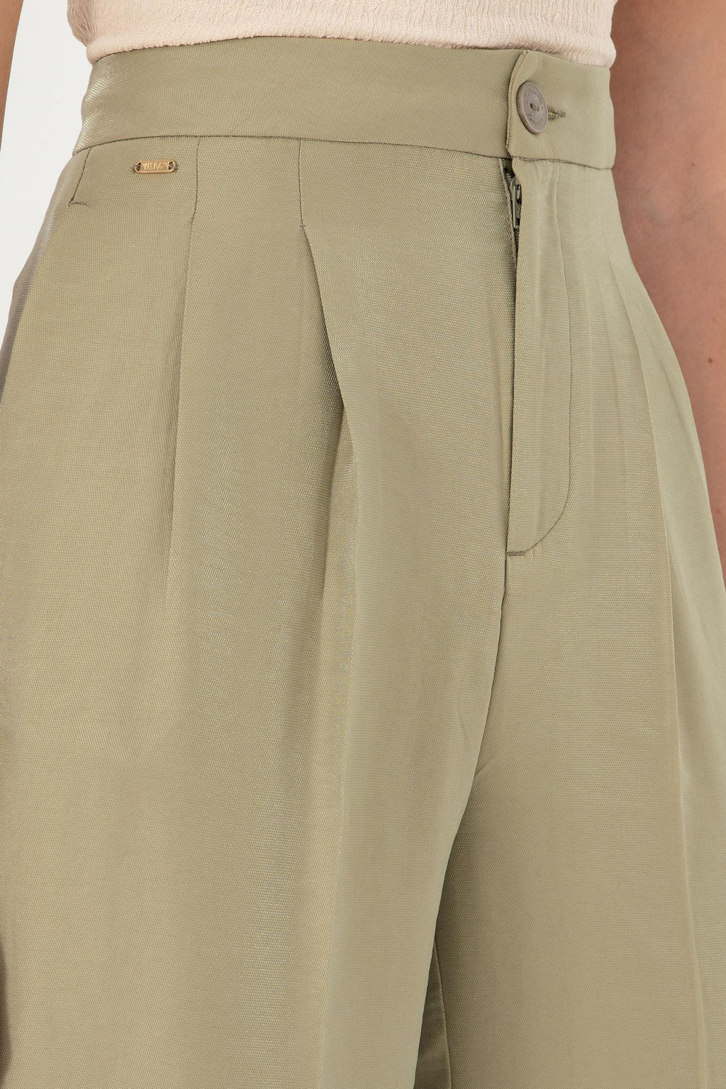 Женские брюки из плотной ткани светло-хаки Неожиданная скидка в корзине - U.s. polo assn фото 5