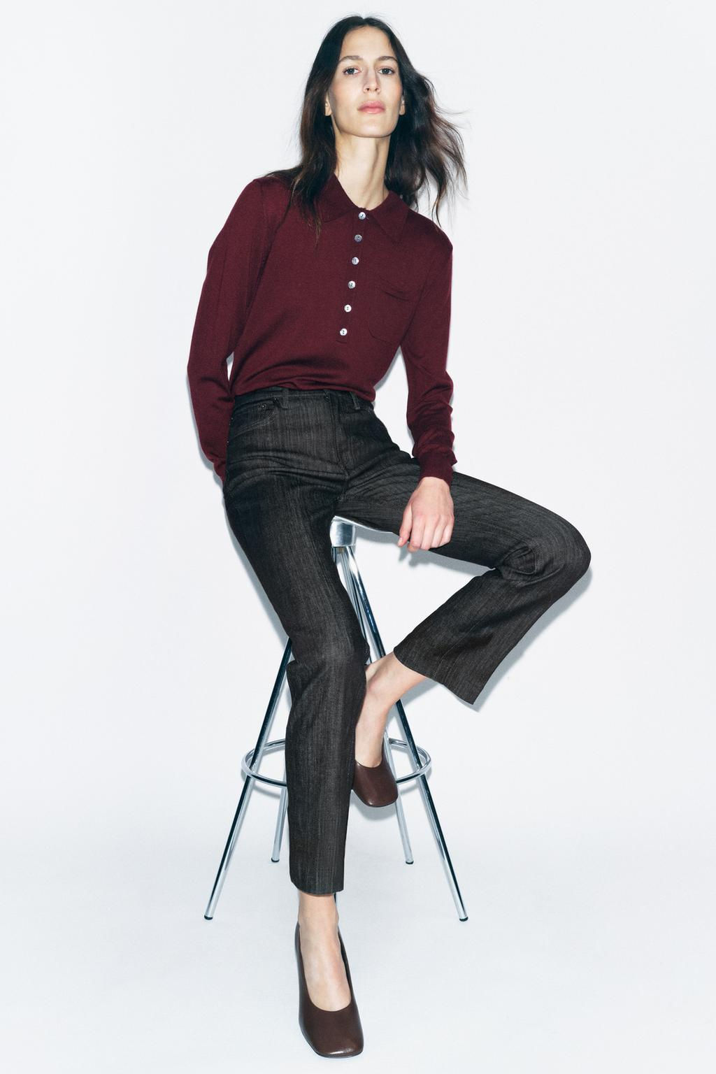 ZW COLLECTION HIGH-WAIST BOOTCUT CROPPED JEANS - Zara фото 33