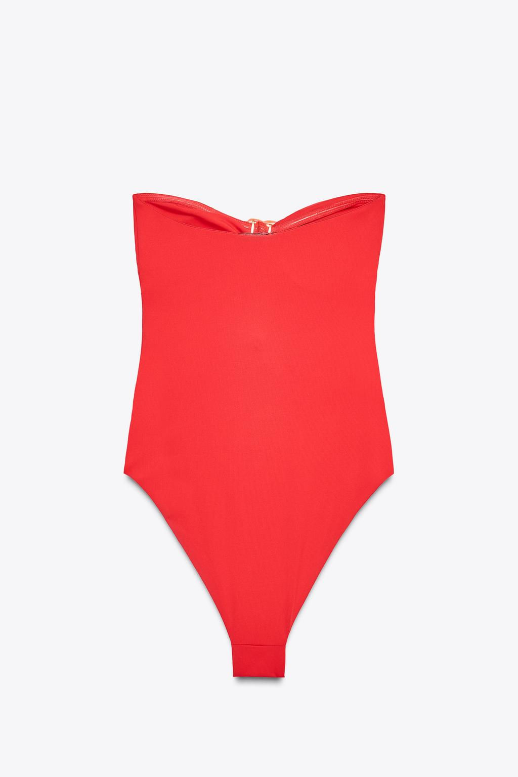 FLORAL CUT-OUT BANDEAU SWIMSUIT - Zara фото 5
