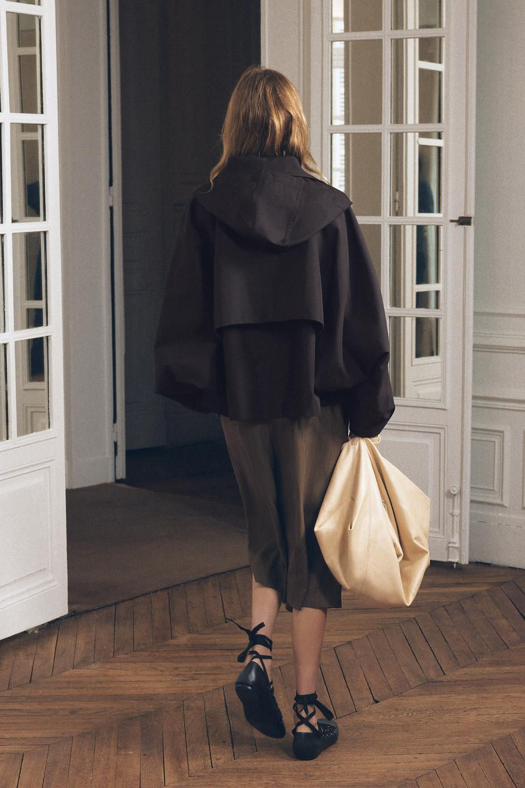 ZW COLLECTION SHORT HOODED TRENCH COAT - Zara фото 3