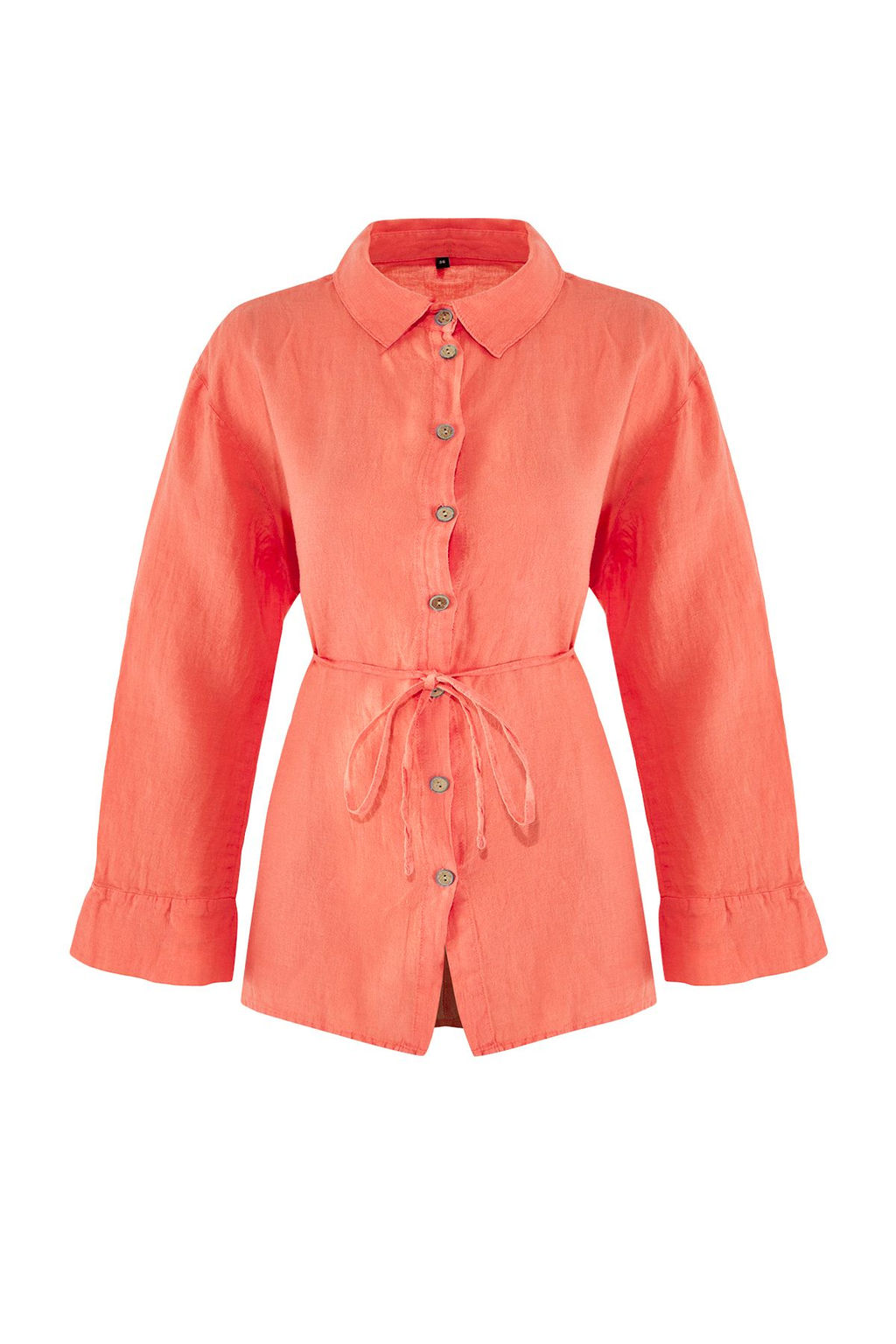 TRENDYOLMILLA Mercan Dokuma %100 Keten Baglamal? Plaj Gomlek TBESS25GO00015  фото 9