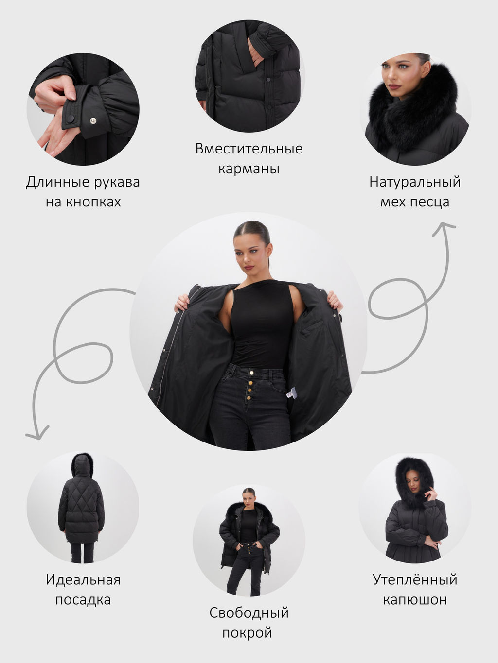 Куртка зимняя женская с мехом и капюшоном  Бренд: Visdeer  фото 21