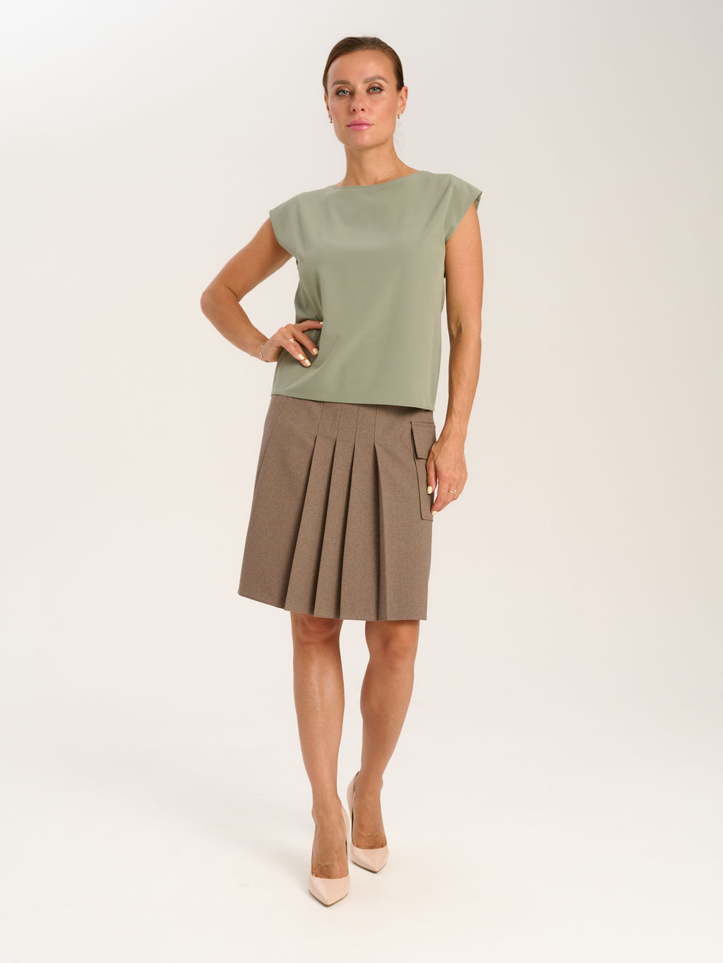 юбка из костюмной ткани с добавлением шерсти - Трика фото 2