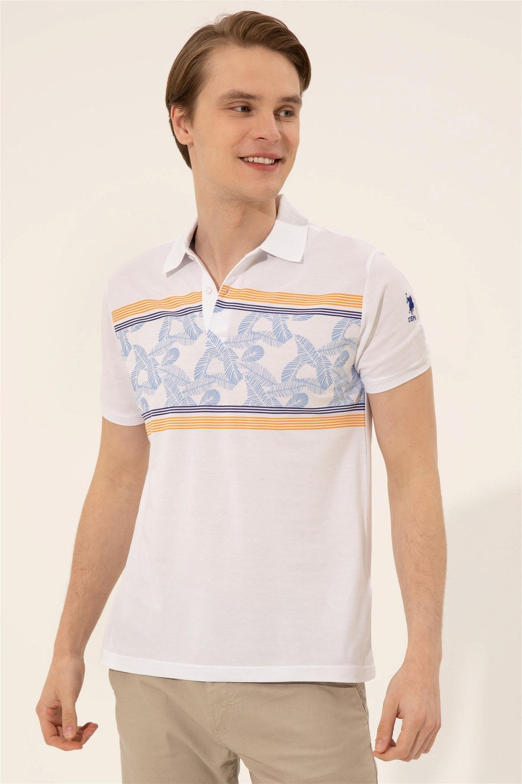 U. S. Polo Assn Мужская белая футболка с воротником-поло - U.s. polo assn фото 8