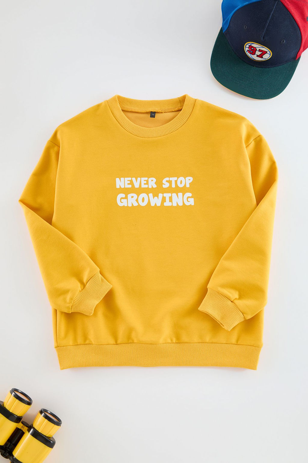 Ekru Erkek Cocuk Slogan Bask?l? Orme Sweatshirt TKDAW25SW00046 - Trendyolmilla фото 2