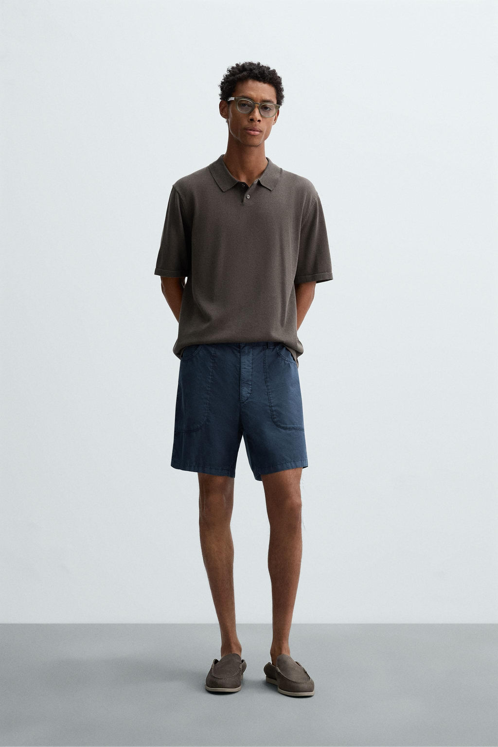 COTTON BLEND KNIT POLO SHIRT