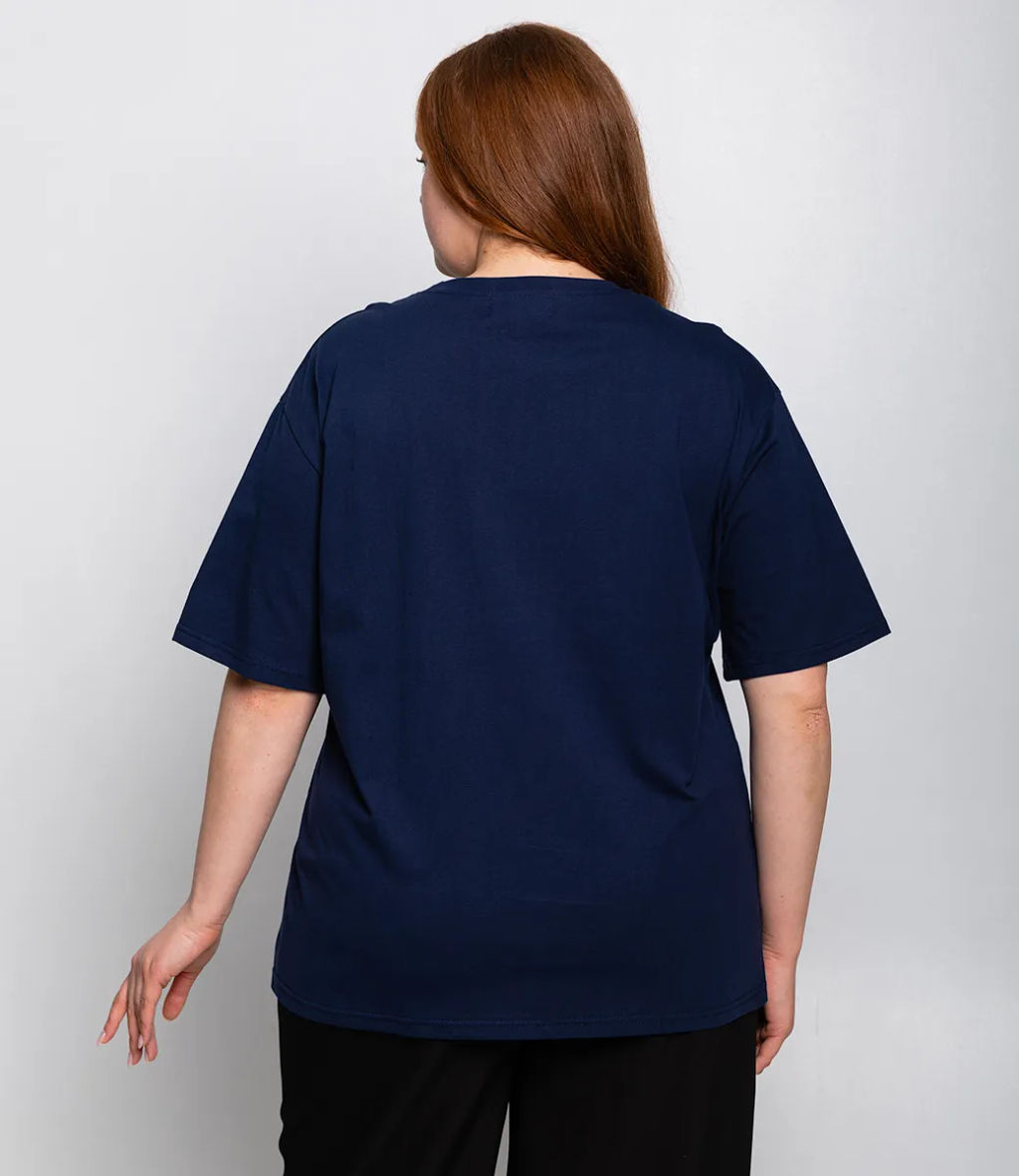 Футболка #ОКТ00075001, тёмно-синий - Dommod фото 3