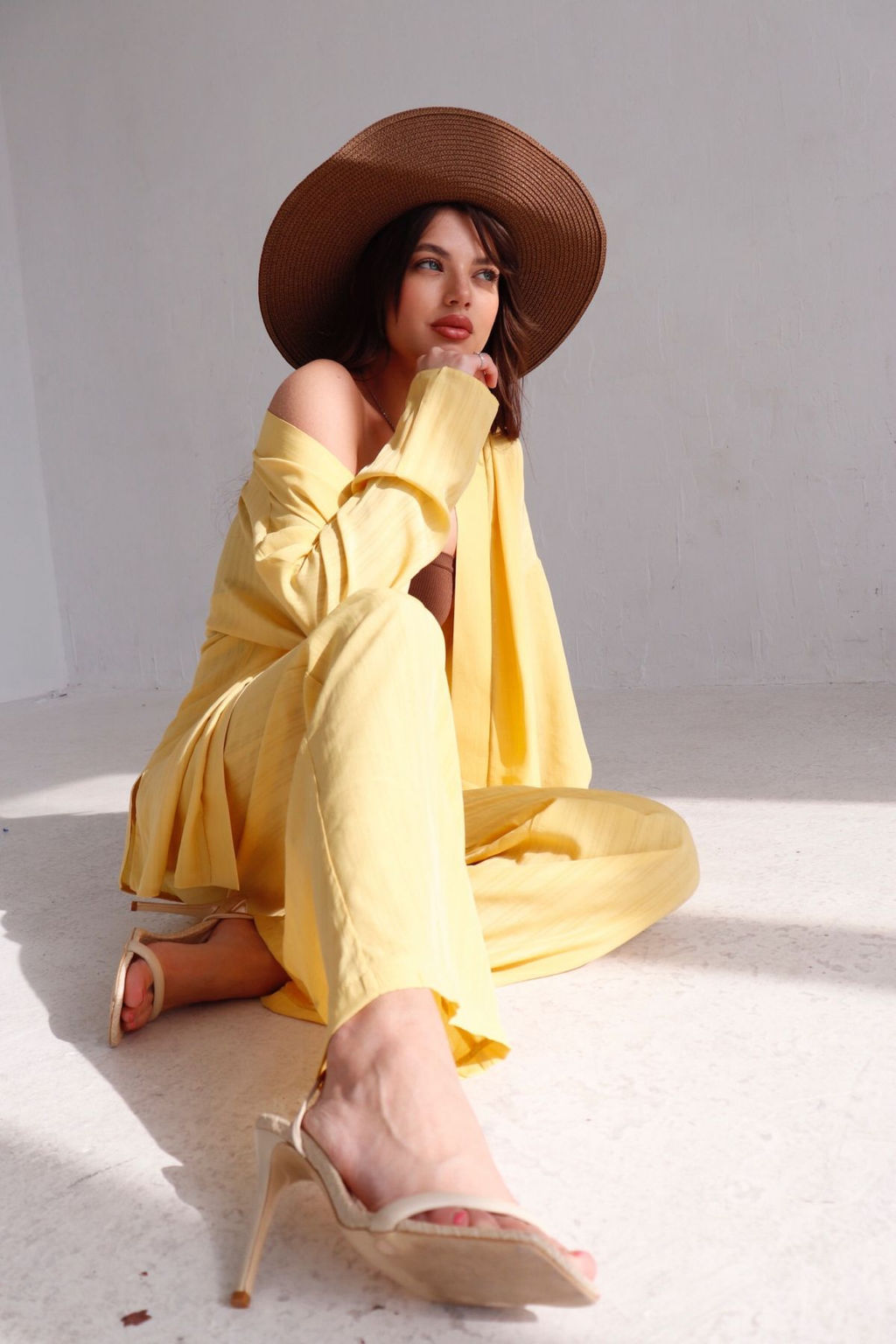 9444 Костюм из кимоно и брюк-палаццо жёлтый - Martichelli фото 15