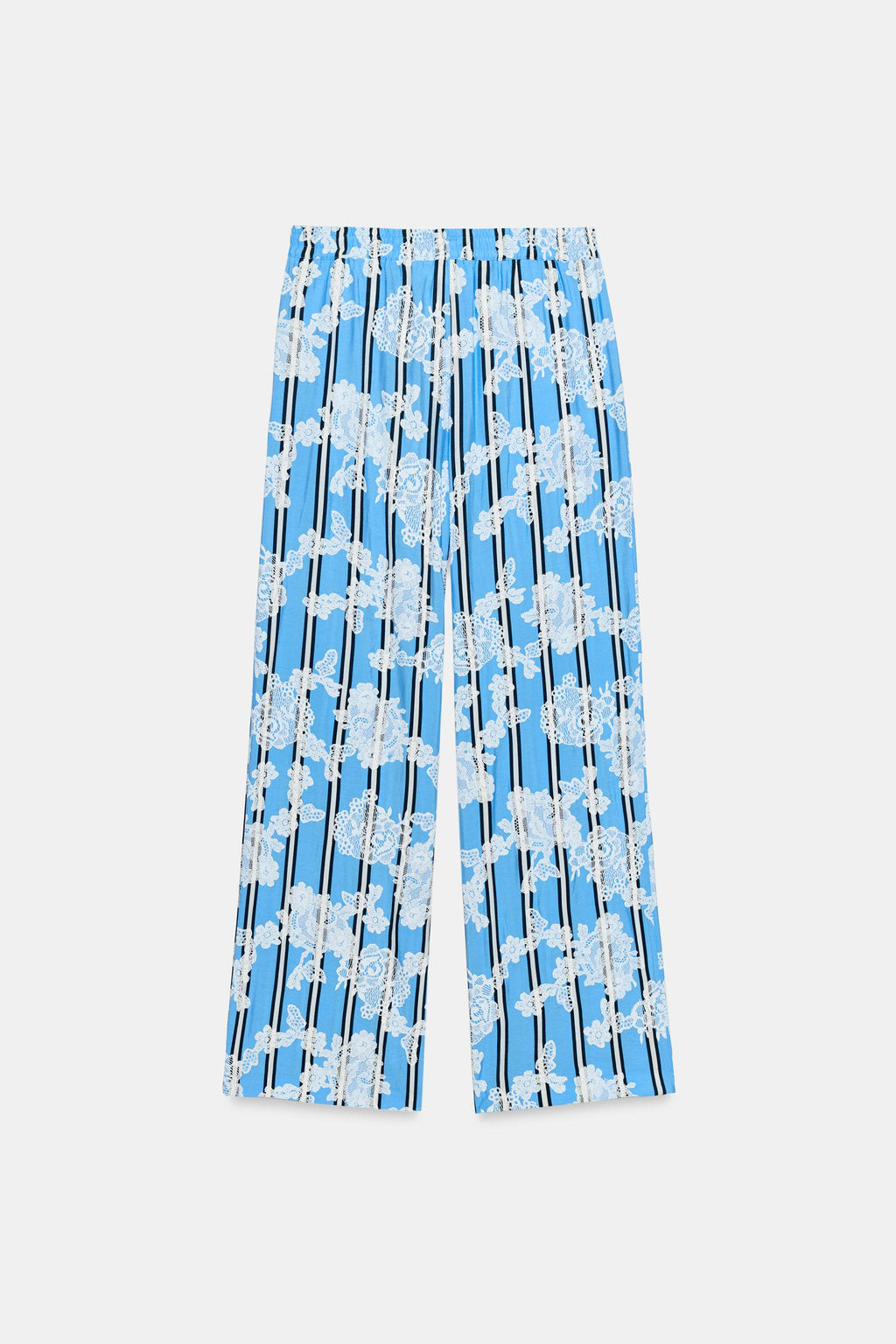 PANTAL?N ANCHO ESTAMPADO RAYAS / Crudo / Azul - Zara фото 6