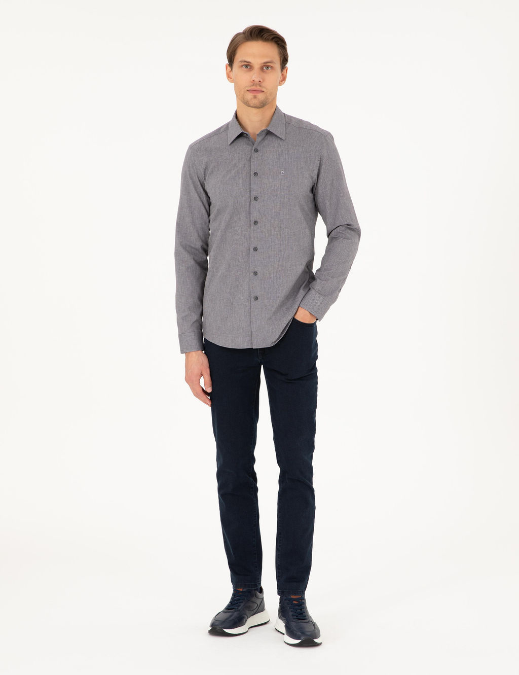 Antrasit Slim Fit Uzun Kollu G_mlek - Pierre cardin фото 4