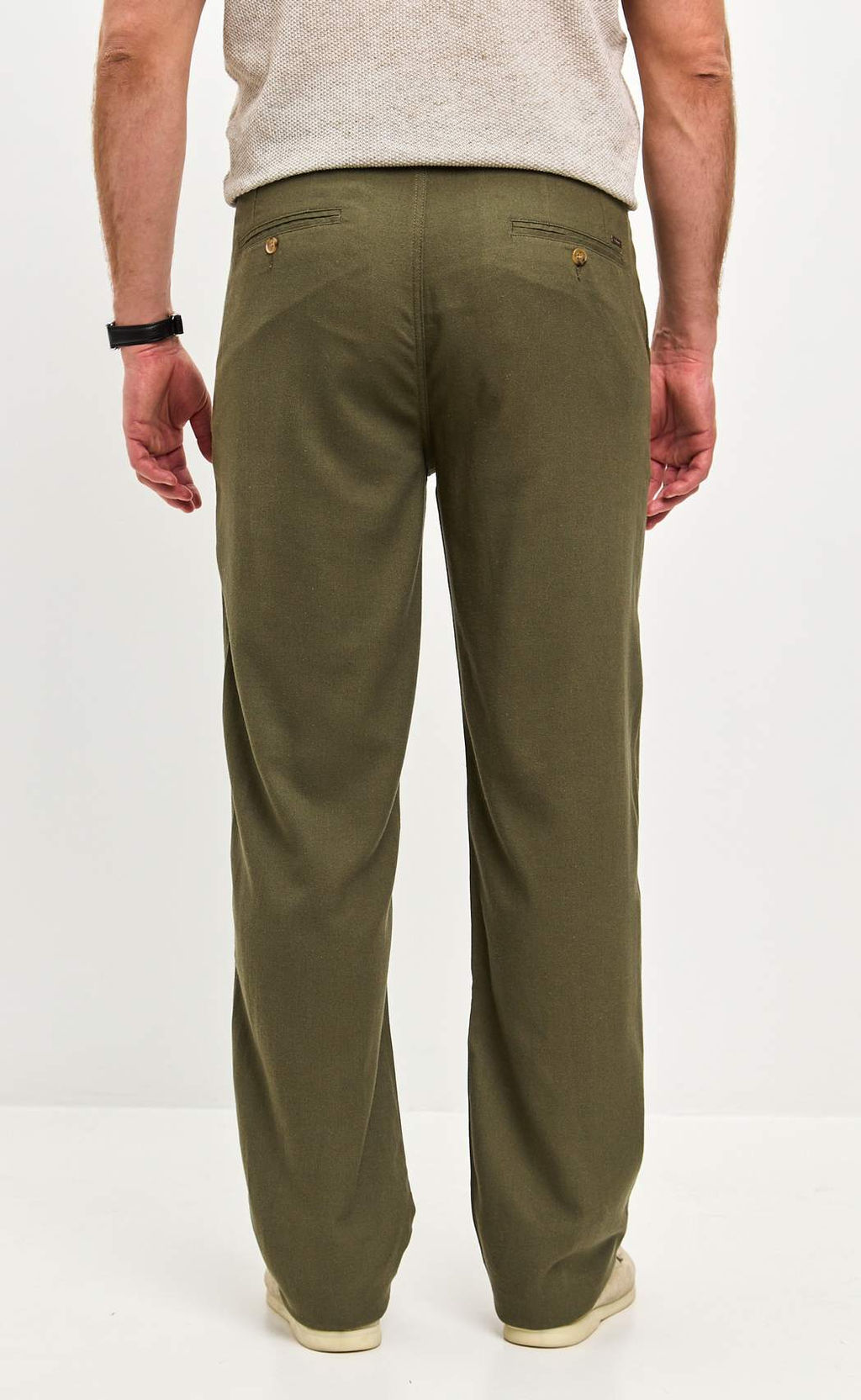 Брюки лен P511-0852 khaki