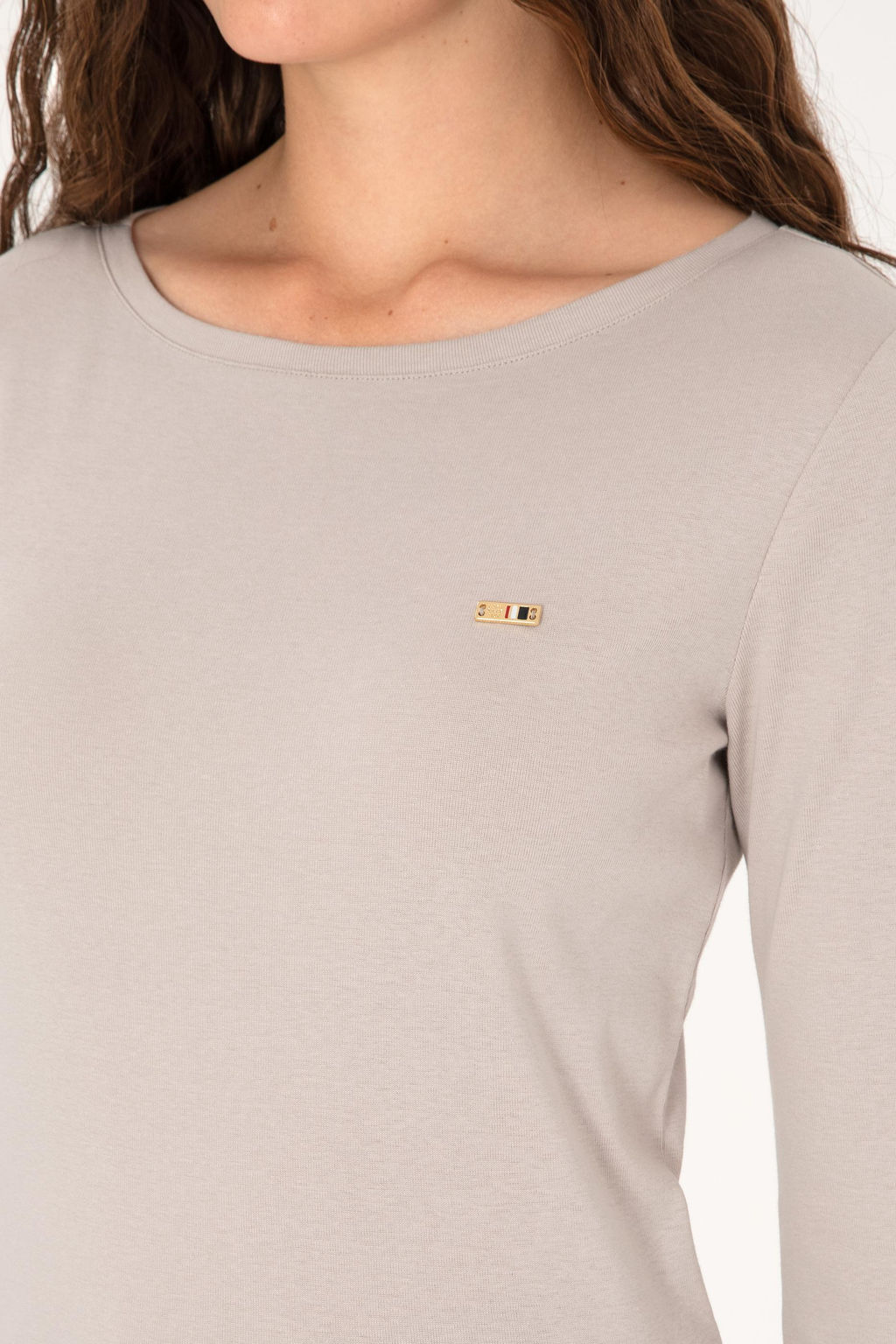 Kad_n Ta_ Slim Bisiklet Yaka Basic Sweatsh_rt