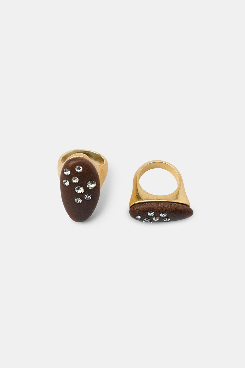 PACK OF 2 OVAL WOOD-EFFECT GLITTER RINGS - Zara фото 10