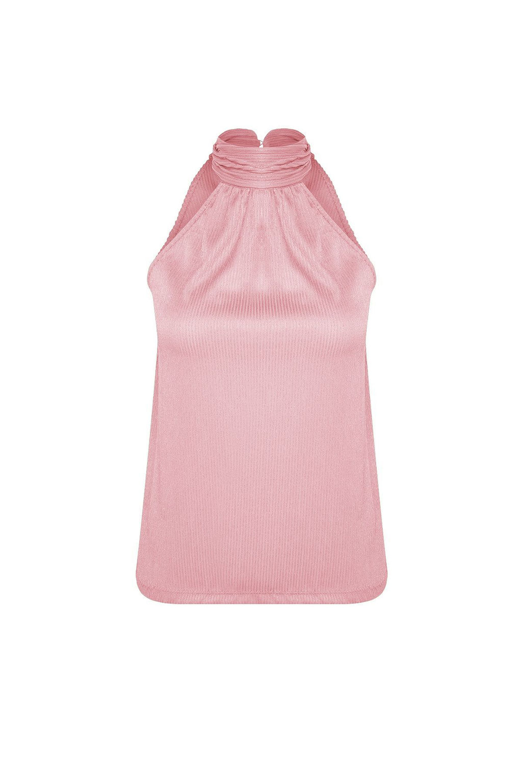 Pembe Regular/Normal Kal?p Dik Yaka Fit Pilise Esnek Orme Bluz TWOSS23BZ00952