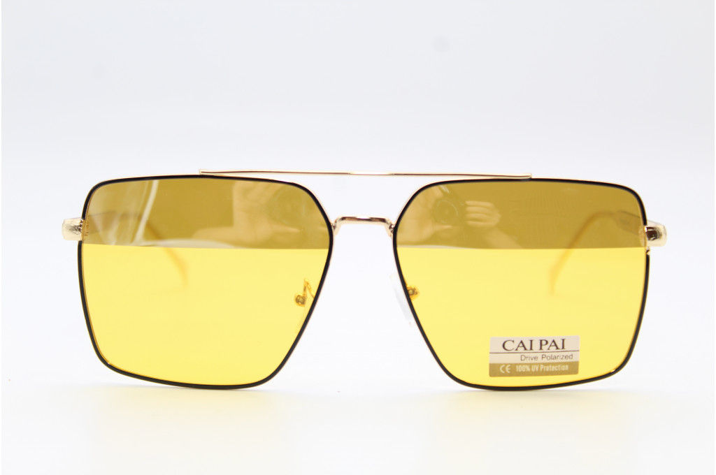 Антифары CAIPAI (POLARIZED) W014 C3 (Черная оправа, золотистый заушник,) 60-13-136  фото 2