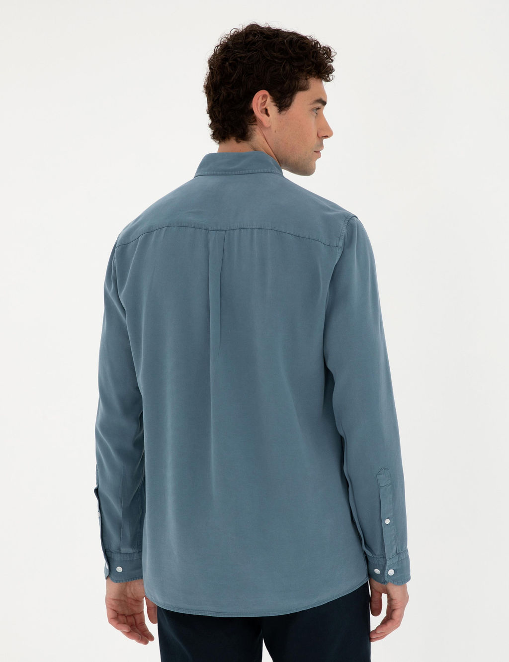 Рубашка Pierre Cardin Regular Fit темно-синяя с длинным рукавом