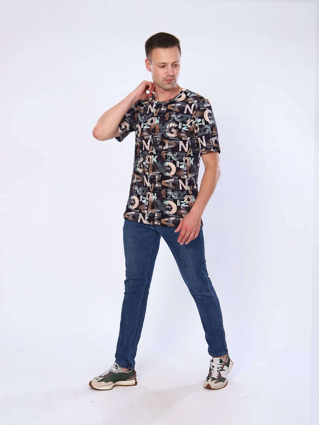 Футболка мужская, цвет зеленый коричневый