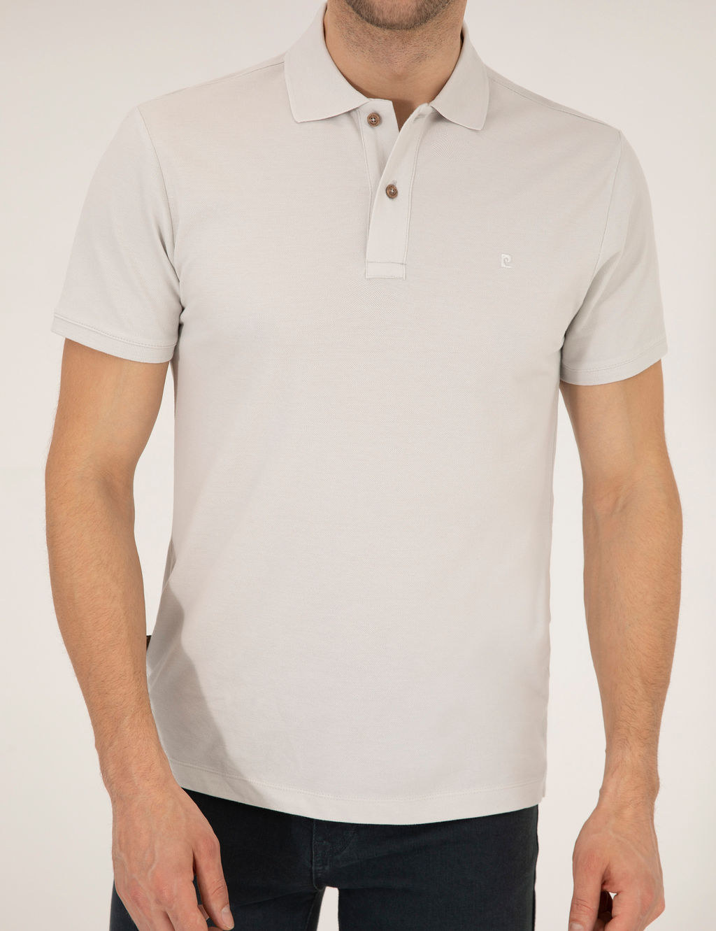 A__k Gri Slim Fit %100 Pamuk Polo Yaka Basic Ti__rt