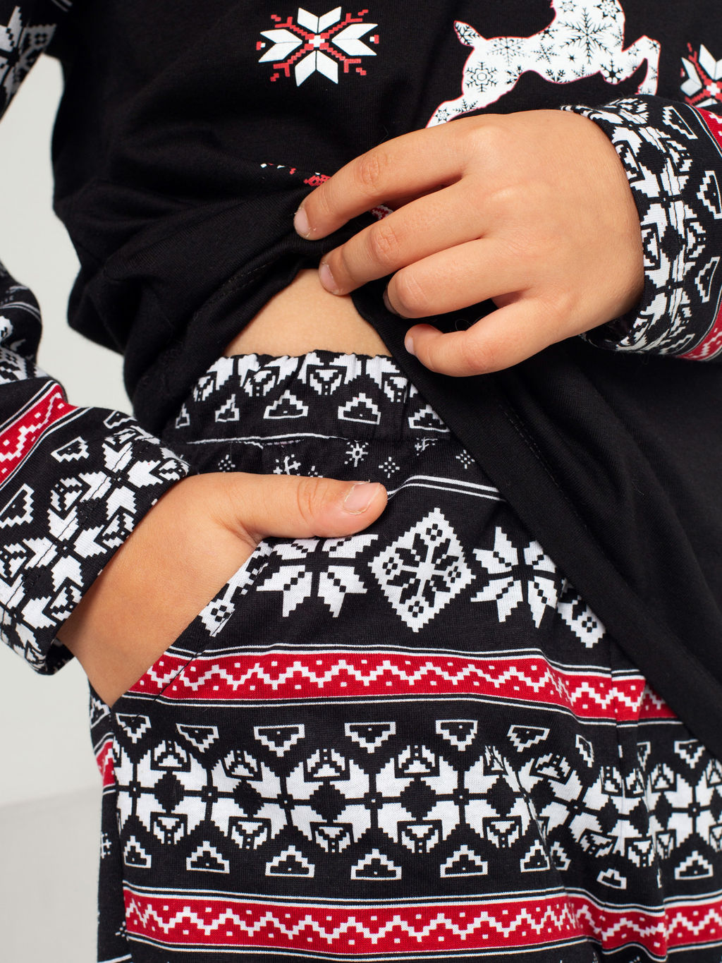 Пижама детская кулирка с брюками "ЛАПЛАНДИЯ" ЧЕРНЫЙ