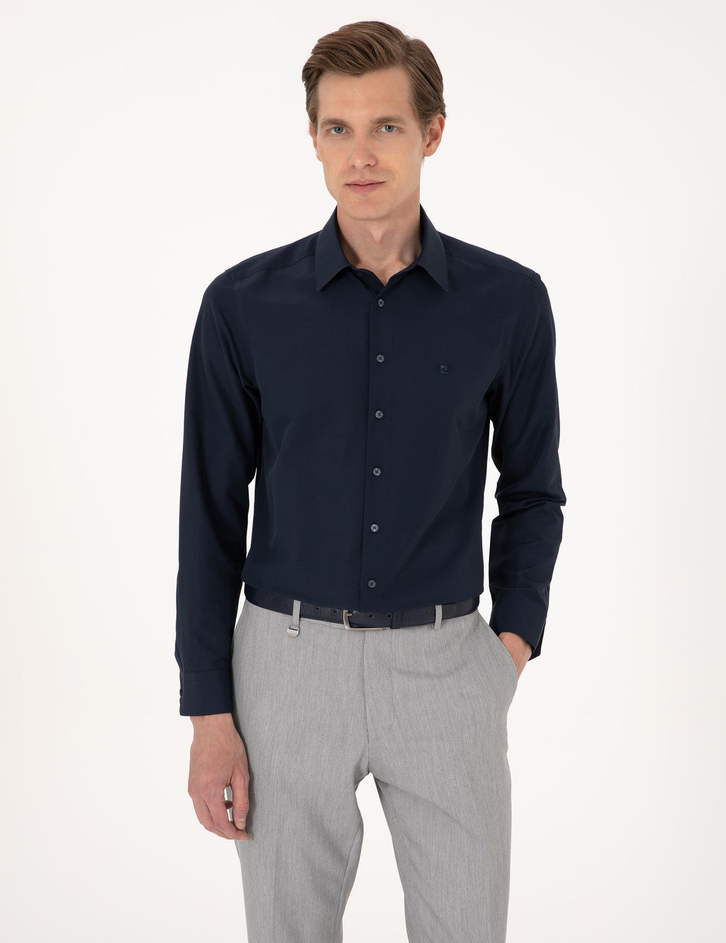 Lacivert Slim Fit Uzun Kollu Basic G_mlek