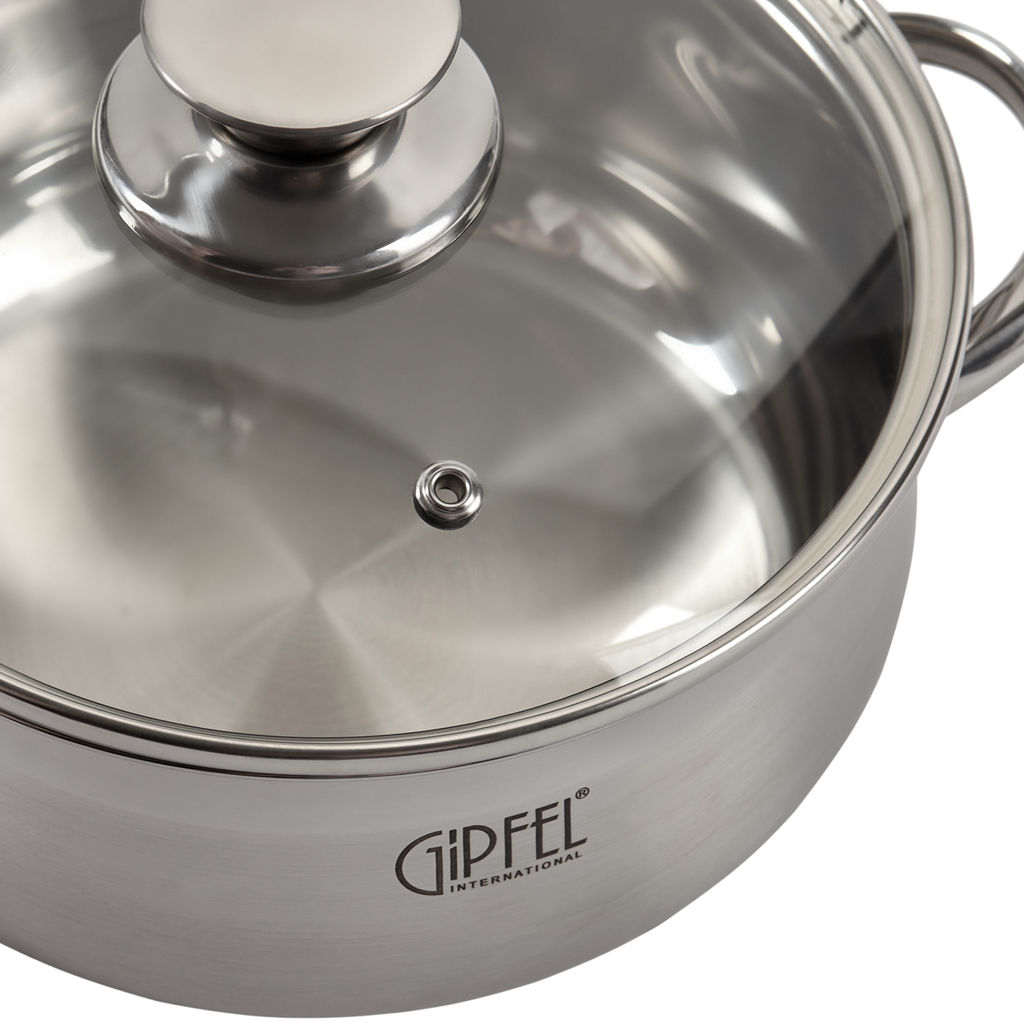 1743 GIPFEL Кастрюля SERENADE 18x8,5см/2,1л со стеклянной крышкой. Материал: нерж. сталь 18/10. Толщина 0,6мм  фото 5