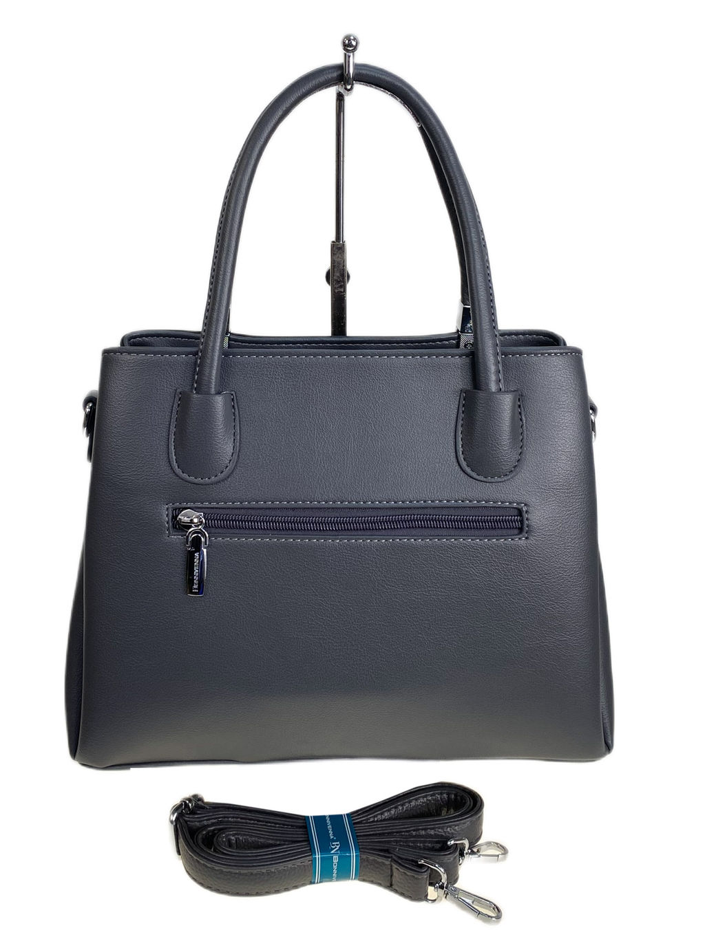 Женская сумка из искусственной кожи и натуральной замши, цвет серый - Greta фото 2