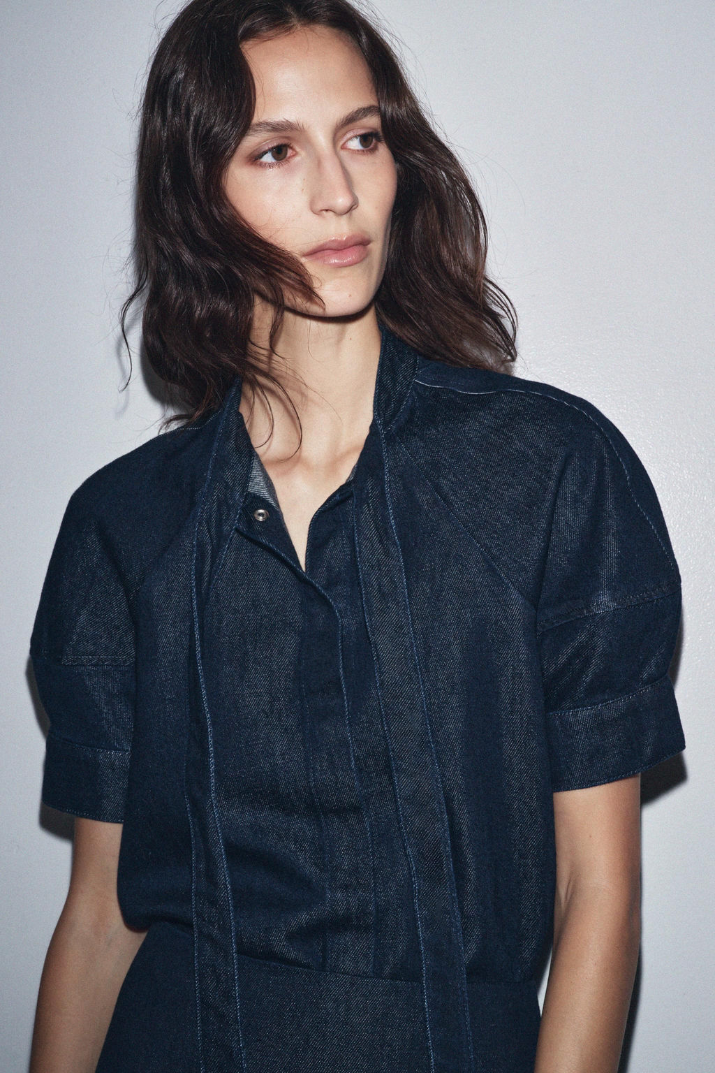 ZW COLLECTION DENIM SHIRT WITH TIES - Zara фото 2