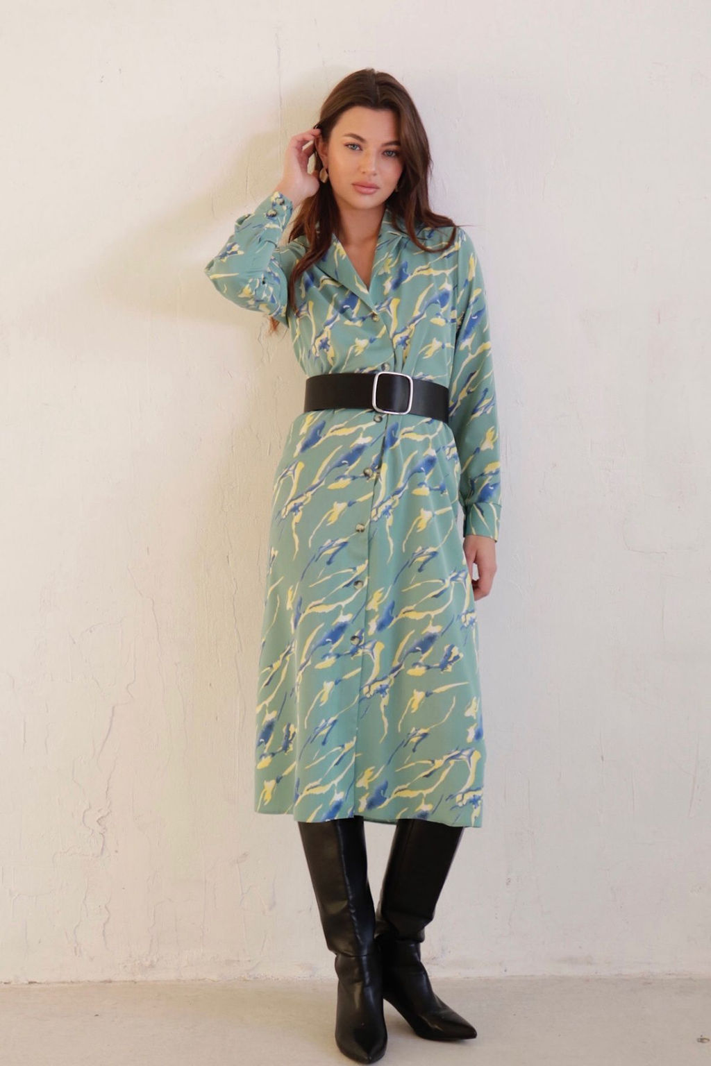 Платье-рубашка с английским воротником принт - Martichelli фото 114