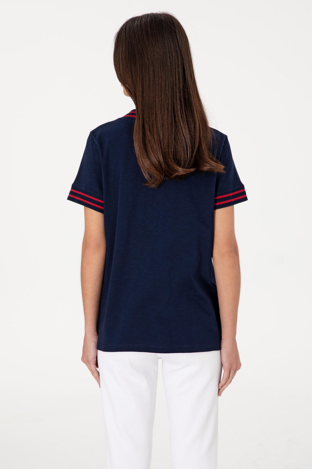 Kad_n Lacivert V Yaka Ti__rt Sepette S_rpriz _ndirim - U.s. polo assn фото 5