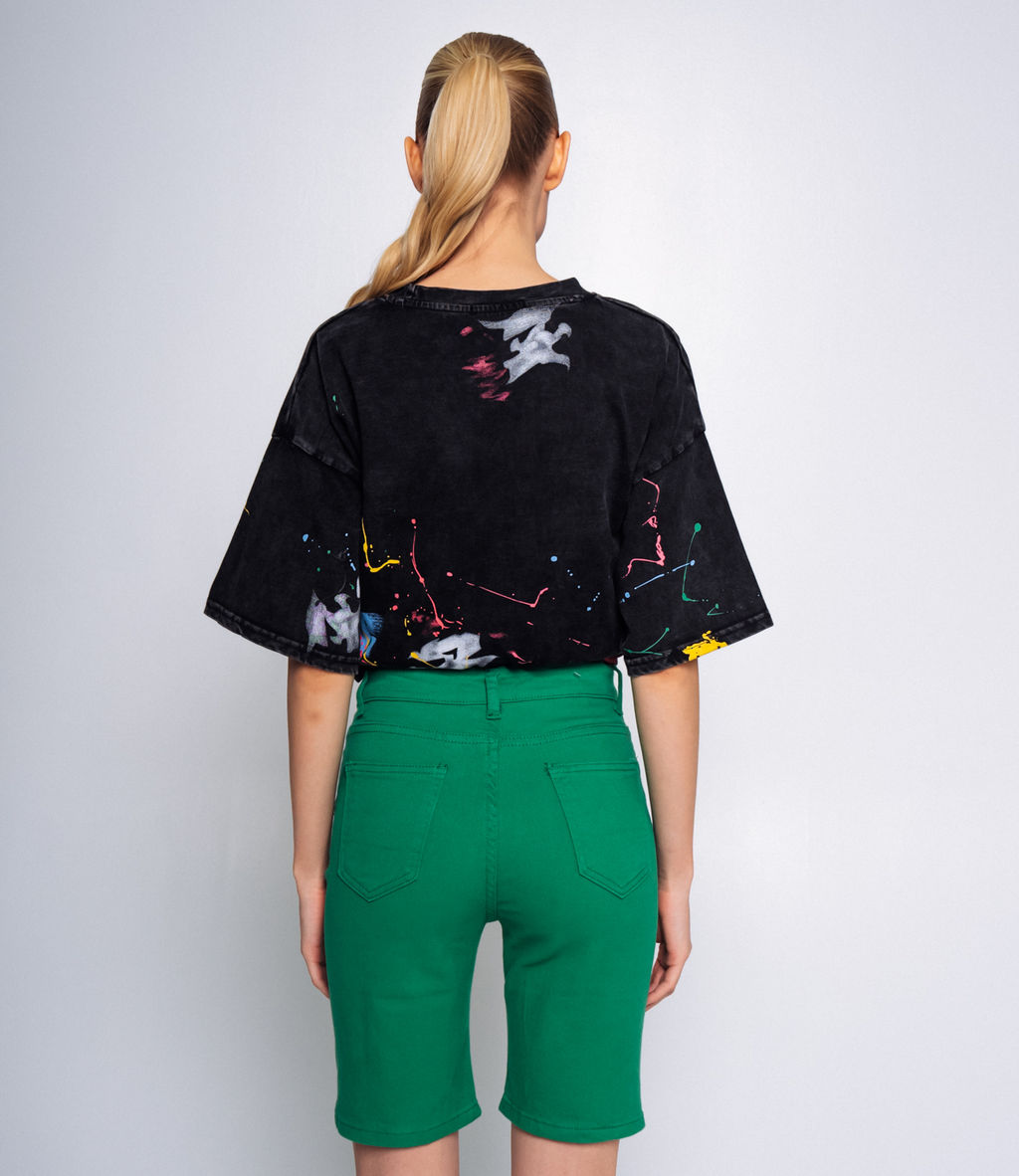 Джинсовые шорты #КТ235, зелёный - Dommod фото 4