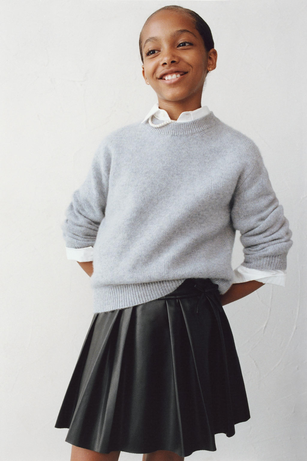 FAUX LEATHER BOX PLEAT SKIRT WITH BOWS - Zara фото 5