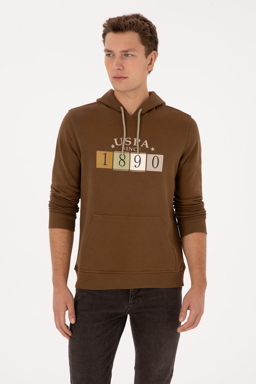 Erkek Regular Fit Kap__onlu Haki Sweatshirt - U.s. polo assn фото 3