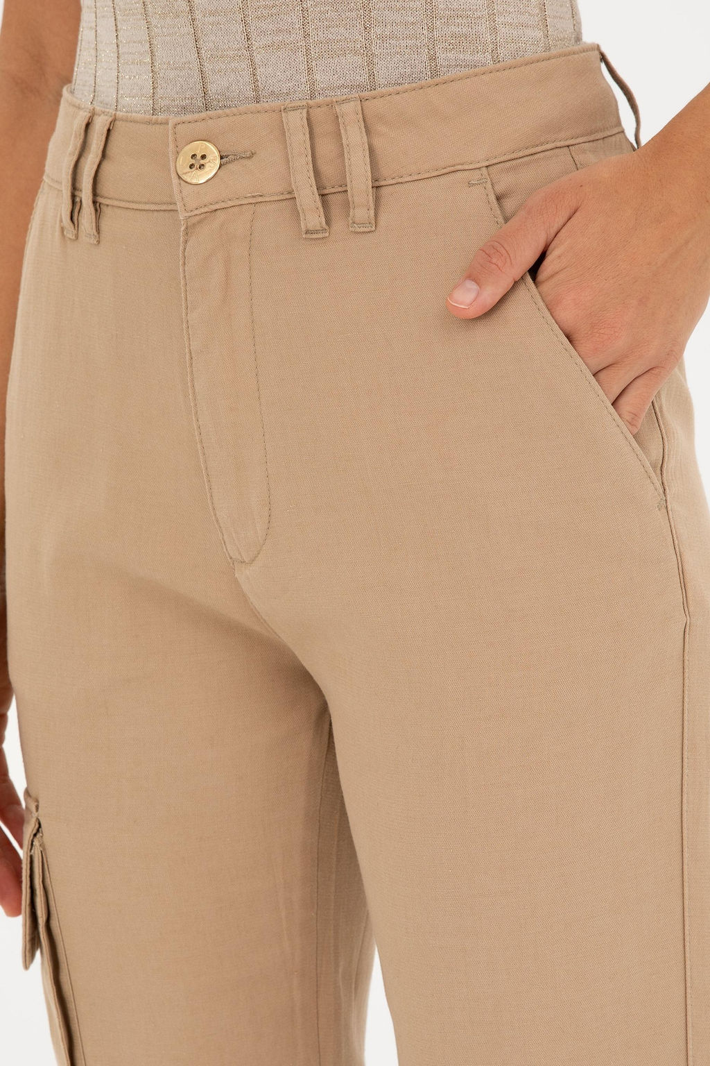Женские брюки песочного цвета из парусины Неожиданная скидка в корзине - U.s. polo assn фото 5