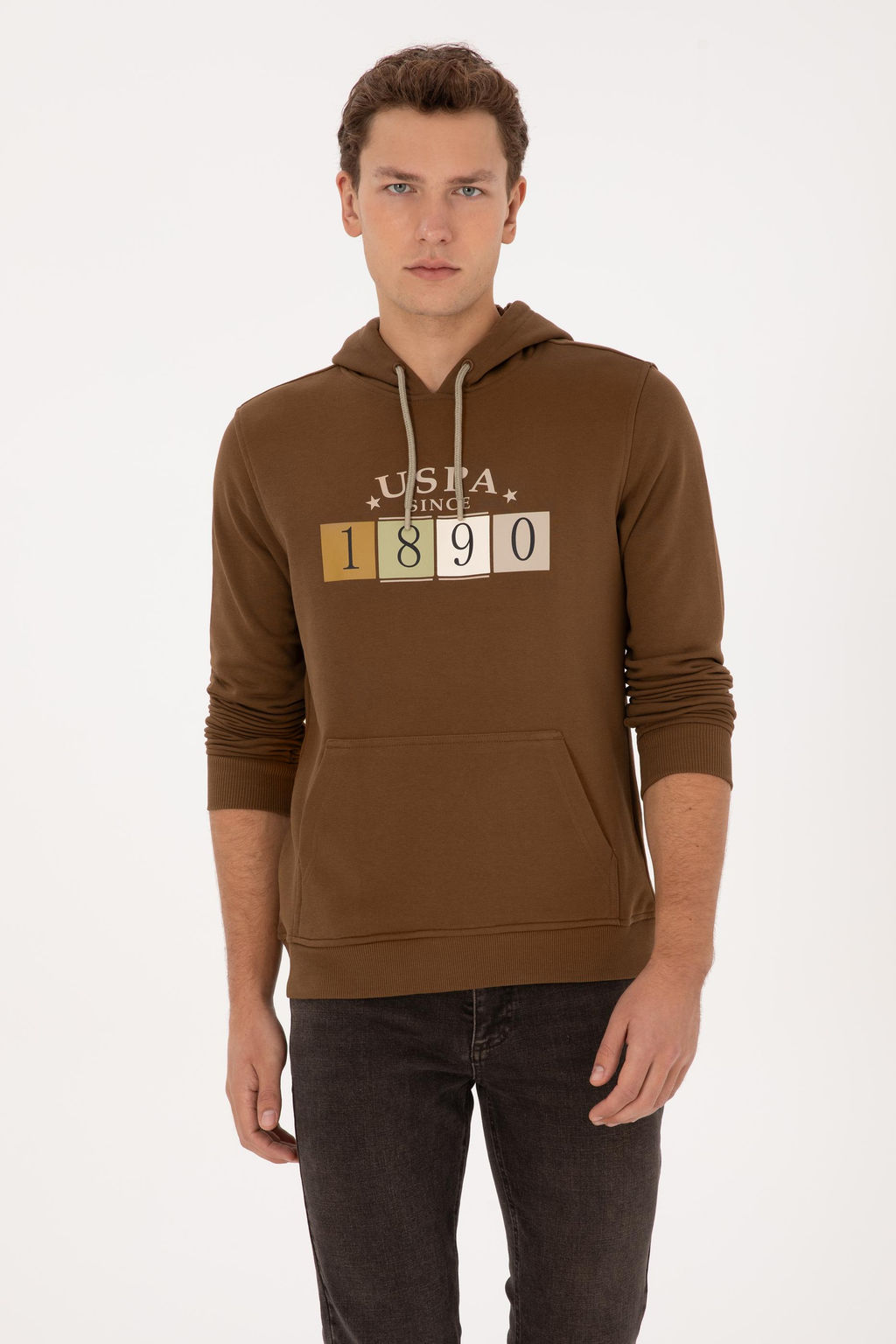 Erkek Regular Fit Kap__onlu Haki Sweatshirt