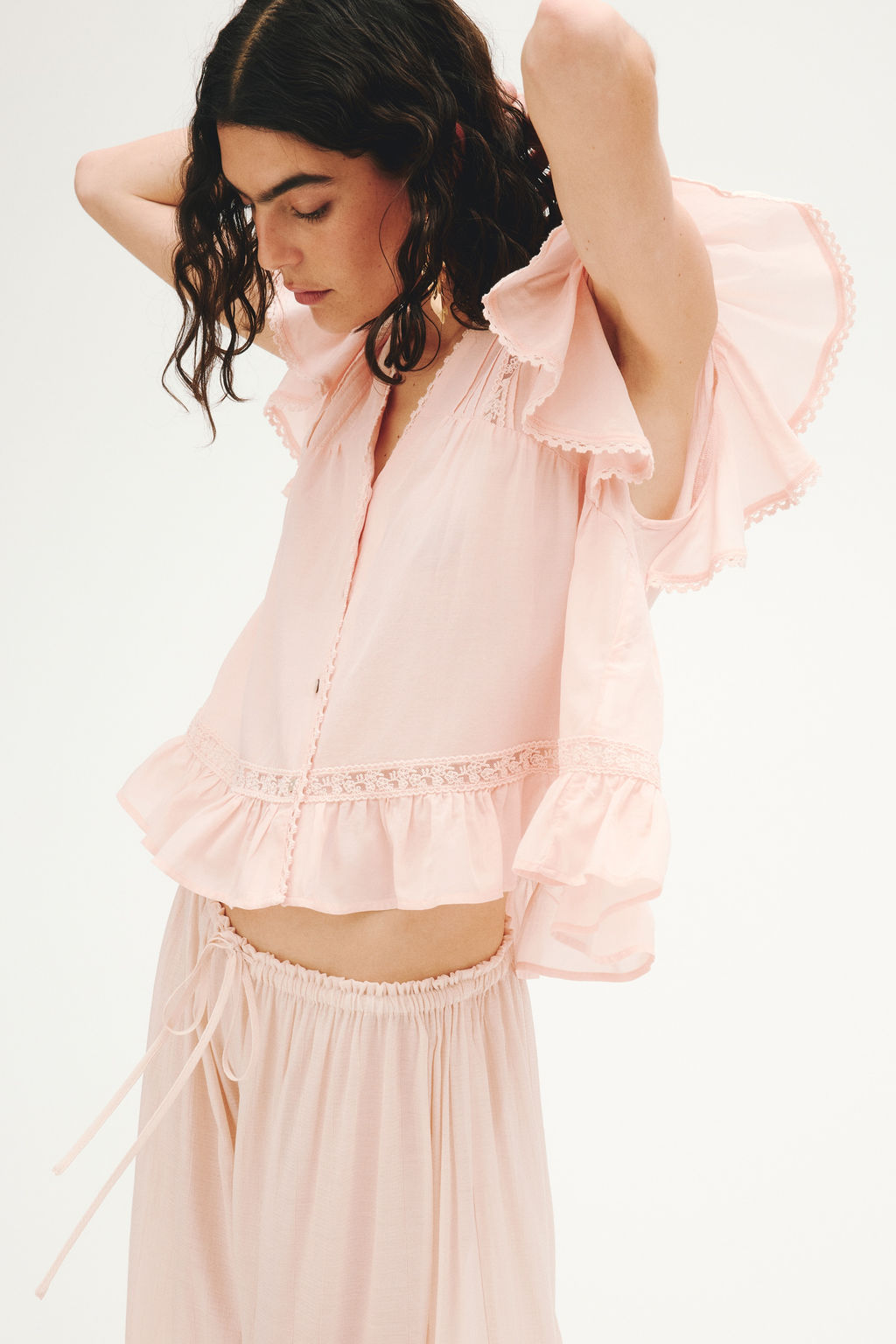 Blusa con inserciones de encaje - H&m фото 6