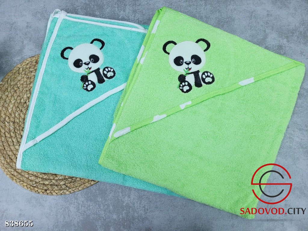 Полотенце - уголок махровые с капюшоном для новорожденных