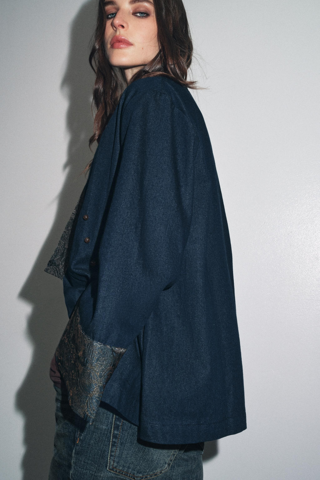 JACQUARD DENIM-EFFECT KIMONO - Zara фото 3