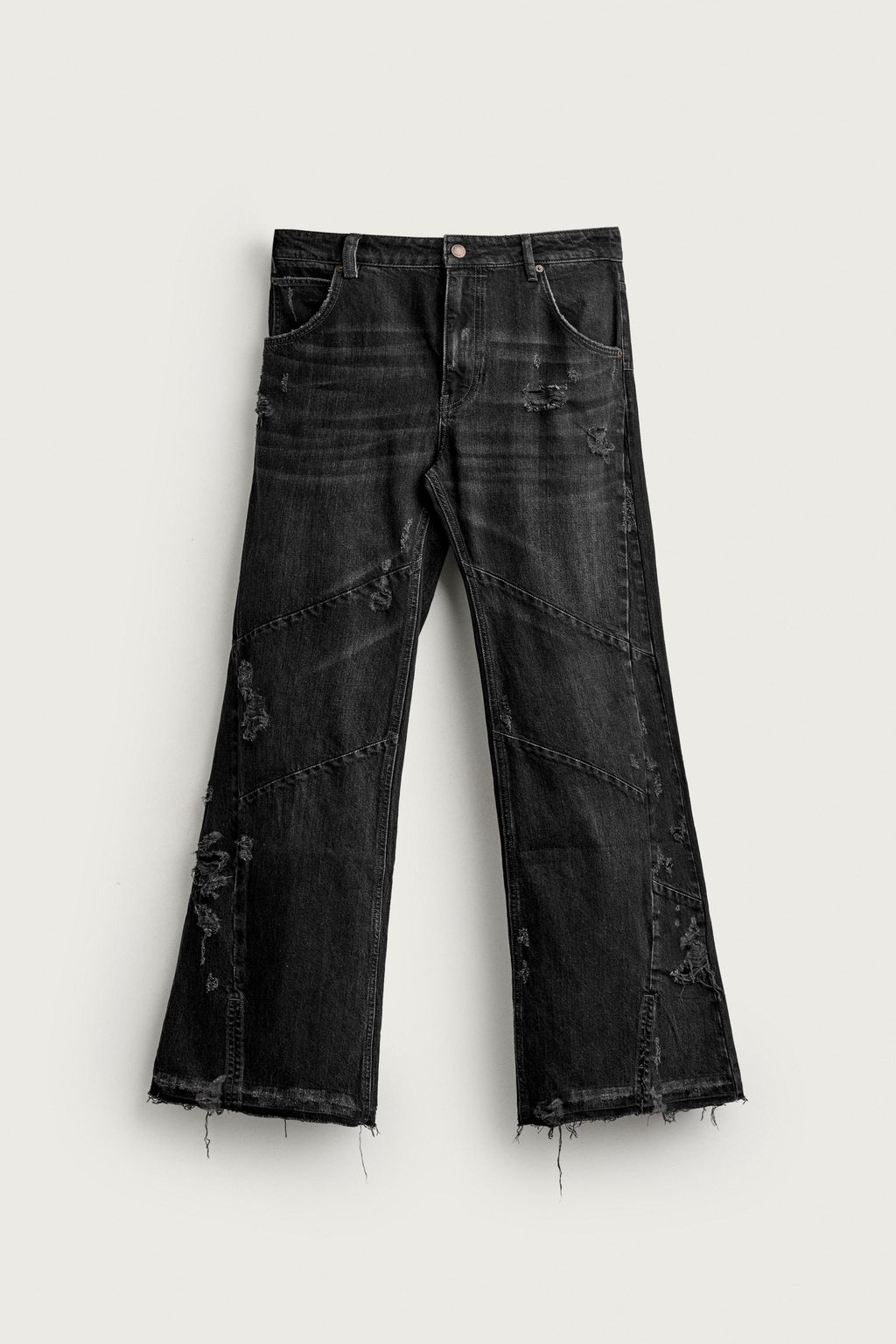 JEANS FLARE FIT COSTURAS / Negro - Zara фото 7