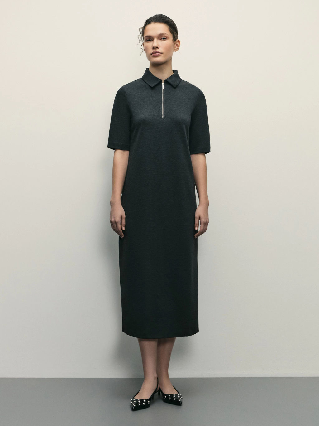 Платье с воротником поло на молнии / Zarina  фото 2