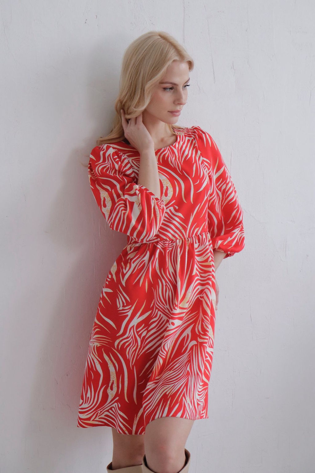 Платье красное с присборенной юбкой - Martichelli фото 14