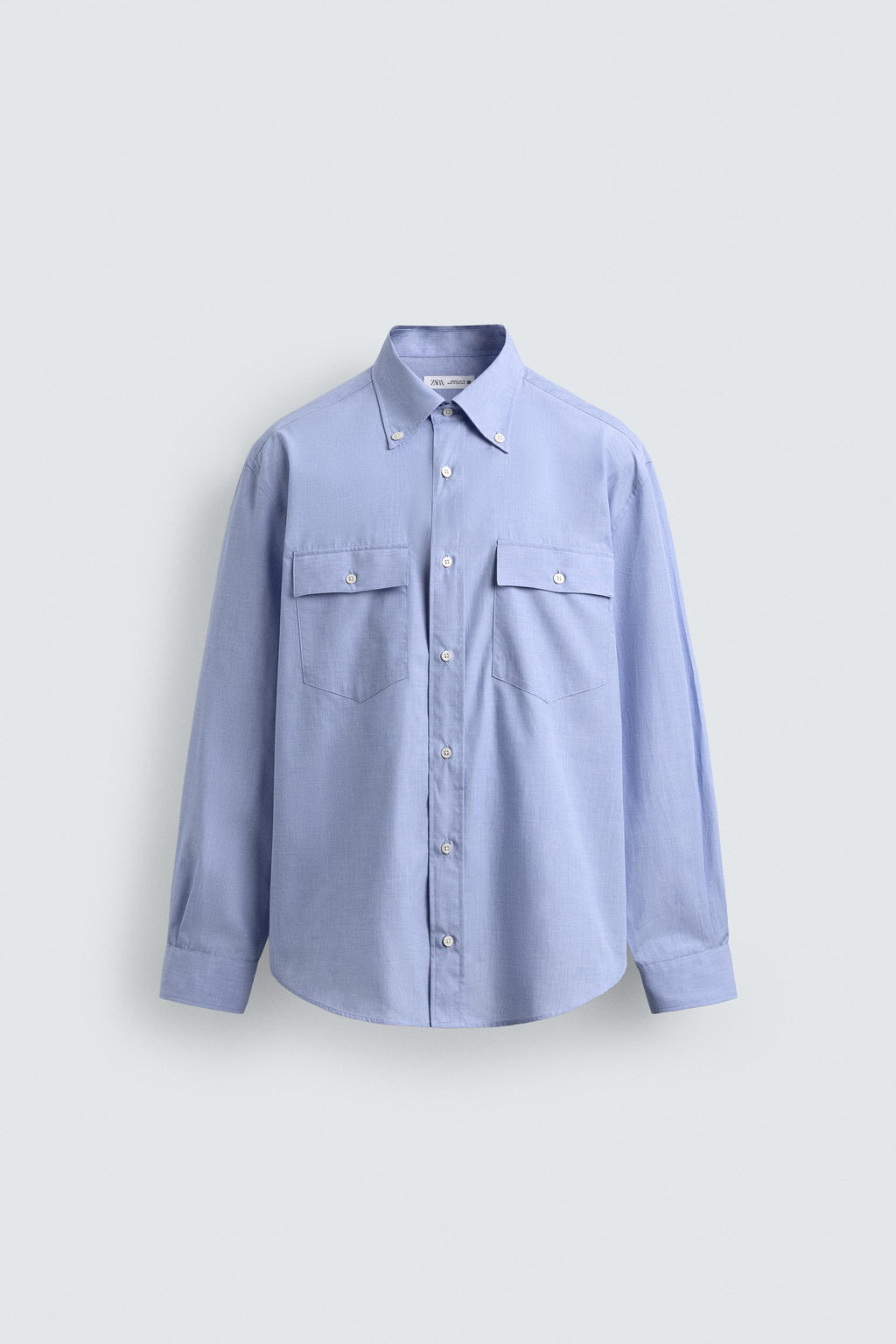 CAMISA RELAXED FIT BOLSILLOS / Celeste - Zara фото 8