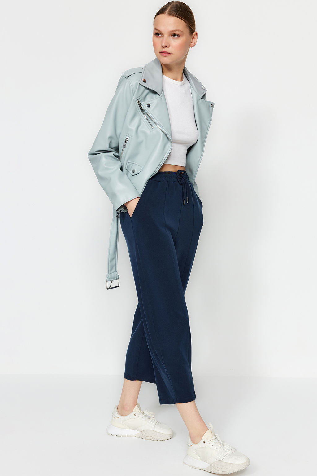 TRENDYOLMILLA Lacivert Modal Yumusak Kumasl? Yuksek Bel Esnek Orme Pantolon TWOAW24PL00361 фото 4