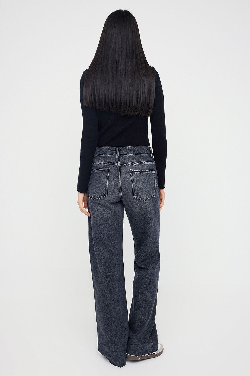 Teen Antrasit Normal Bel Genis Paca Wide Leg Jeans TWOAW26JE00078 - Trendyolmilla фото 4