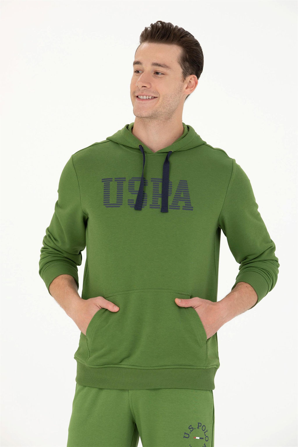U. S. Polo Assn Мужская зеленая базовая толстовка с капюшоном - U.s. polo assn фото 9