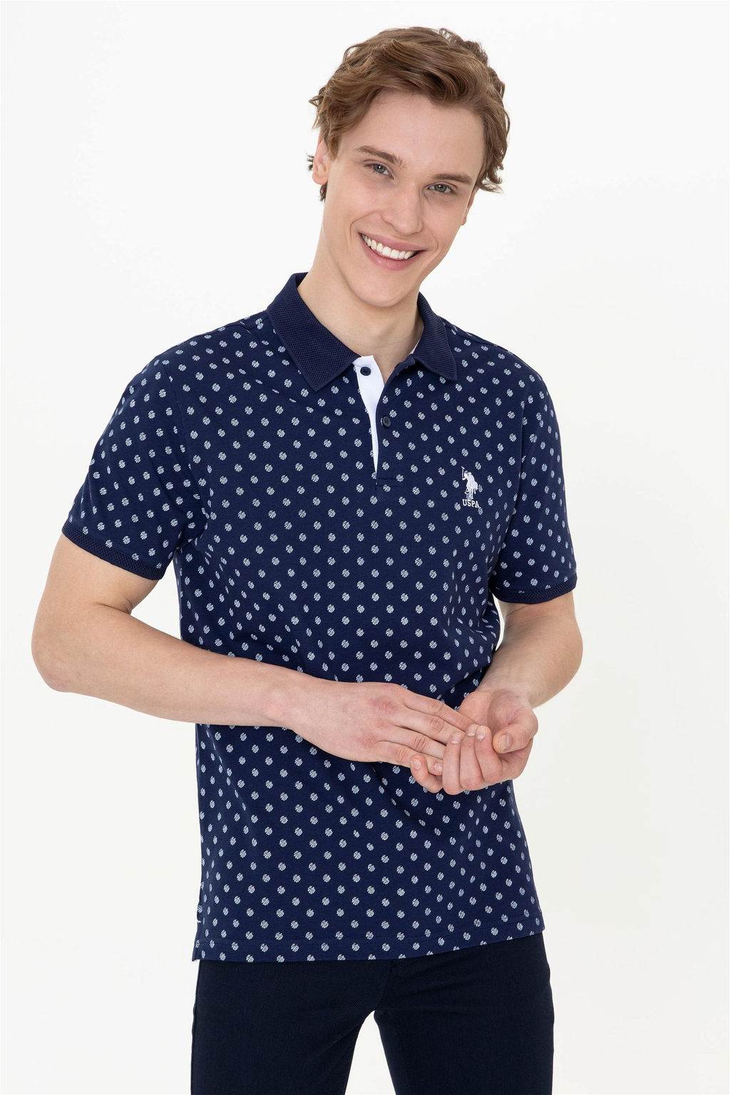 U. S. Polo Assn Мужская темно-синяя футболка с воротником-поло - U.s. polo assn фото 9