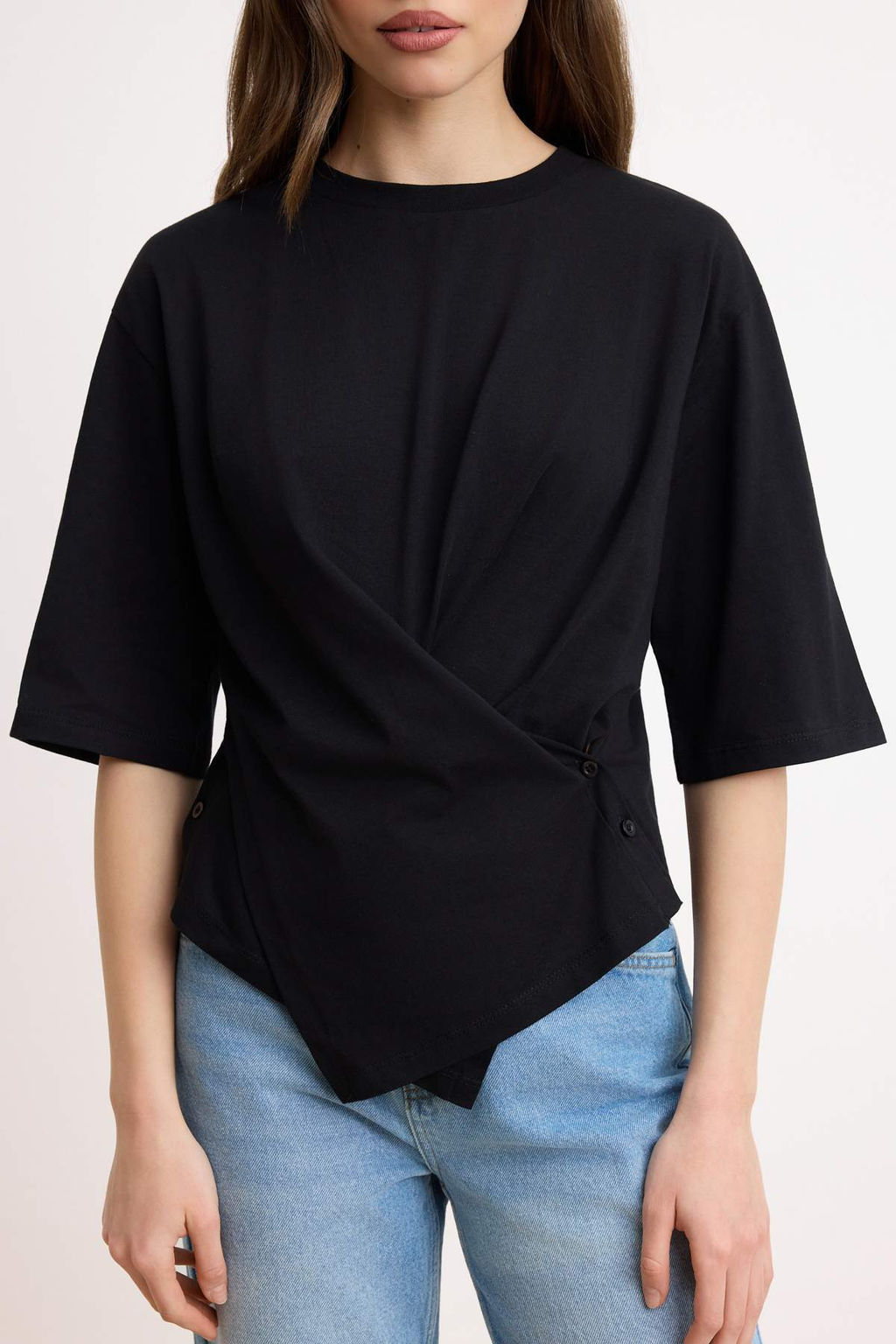 Ekru Regular/Normal Kal?p Dusuk Kol Truvakar Tok %100 Pamuk Orme T-Shirt TWOSS26TS00198 - Trendyolmilla фото 7