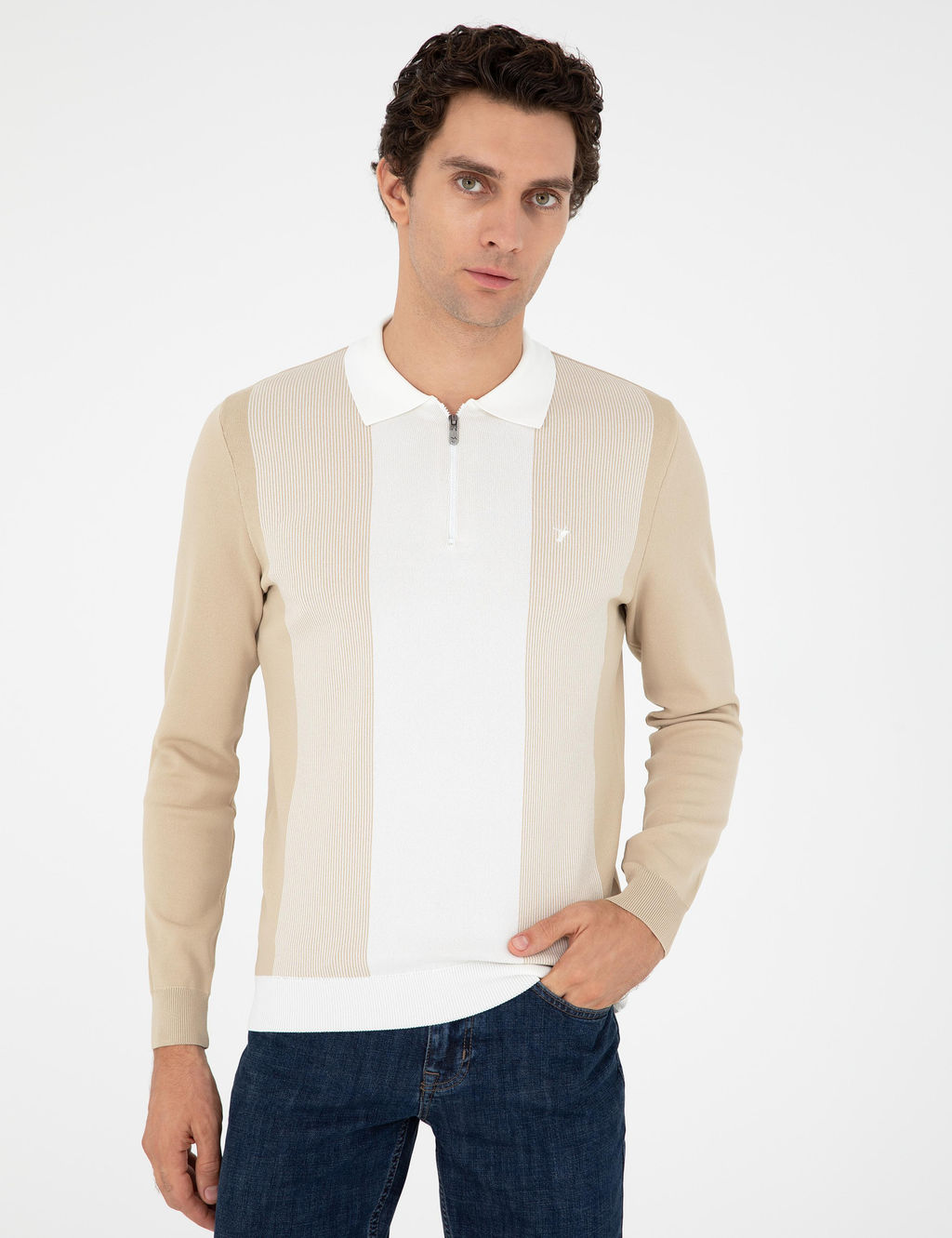 Бежевый зауженный свитер - Cacharel фото 3